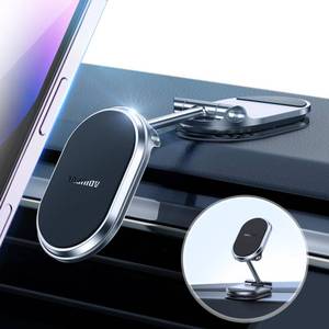 lot 8486 image: Magnetic Phone Holder for Car Metal Upgrade 6X Magnets Phone Mount Double 360° Rotation Super Sticker Phone Holder Car Mount Easy Install Suitable for Dashboard Screens Compatible with All Phone black