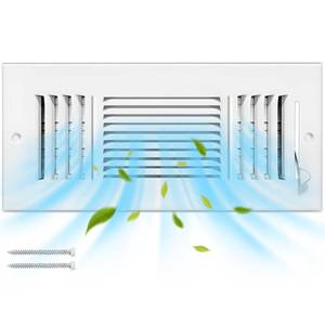 lot 8495 image: 1 Pc 12x6 Inch Ceiling Vent Register for Home, White 3 Way Sidewall Solid Steel Wall Air Vent Registers AC Ceiling Vent Return Covers, Interior Size 12 x 6 Inch