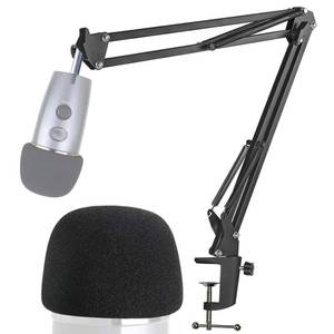 lot 8505 image: Yeti Nano Mic Stand with Pop Filter - Microphone Boom Arm Stand with Foam Cover Windscreen for Blue Yeti Nano Mic by YOUSHARES