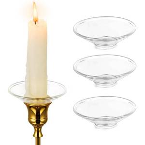 lot 8515 image: Hewory Glass Bobeches for Candlestick Holders, 3 PCS Candle Drip Protectors Candle Rings for Tapers, Candle Drip Catcher for Candle Stick Candle Holder for Wedding Party Church Home (Round, Clear)