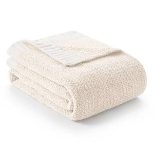 lot 8532 image: Snuggle Sac Buttery Ivory Bedding Blankets Twin Size 60x80, Super Soft Blankets Warm Cozy Knit Fuzzy Plush Blanket for Sofa, Bed, Living Room, Heather Ivory, 60x80 inches