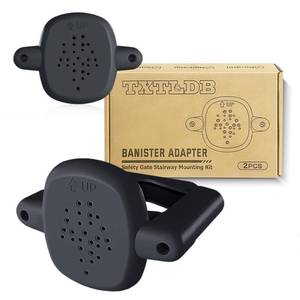 lot 8560 image: TXTLDB 2 Pcs Baby Gate Stair Railing Banister Adapter, Fits 1.57 to 3.94 Wide SquareRound Posts No-Drilling Mounting Fittings for Retractable, Mesh & Iron Gates, Stair Banister Protector (Black)