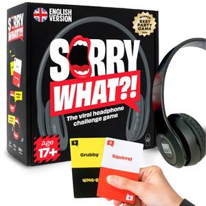 lot 8570 image: Sorry What Game - Uncensored Lip Reading Party Games for Adults - Based On The Headphone Challenge TikTok Trend - 2 Players 40,000 Funny Phrase Combos - Adult Games for Game Night (Ages 17)