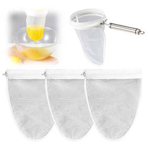 lot 8577 image: 3Pcs Ultra Fine Mesh Strainer Bags with Stainless Steel Handle, 8.3 x 9.3inch Nut Bag Strainer Reusable Cheesecloth Bags for Straining Juice, Nutmilk, Coffee, Thai Tea, Yogurt and Soup