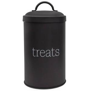 lot 8597 image: AuldHome Design Enamelware Dog Treat Jar (Black), Large Modern Farmhouse Pet Treats Container