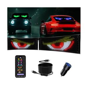 lot 8598 image: Multifunctional Bright 2PCS Devil Eyes for Cars Windshield - 15in x 4in Upgraded Chip Two Screens 100% Synchronized Programmable LED Eyes for Car - Flex LED Display - Sized Golf CartCarsSUVs