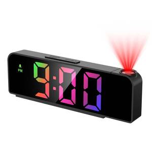 lot 8615 image: ORIA Projection Alarm Clock for Bedroom, Digital Clock Projector on Ceiling, 7.9 LED Alarm Clock with 180° Rotatable Projector, 1224H, Adjustable Brightness, Night Mode, Temperature