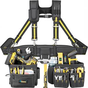 lot 8628 image: Tool Belt Suspenders, Professional Tool Belt Organizer With Suspenders and 20 Pockets, 1200D Ballistic Nylon Heavy Duty Carpenter Suspension Rig For Framers Carpenter Electrician
