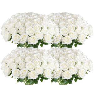 lot 8632 image: Hananona Artificial Roses in Bulk, Fake Silk White Roses Realistic Roses for Wedding Centerpieces Flower Arrangement Home Decor (100, White)