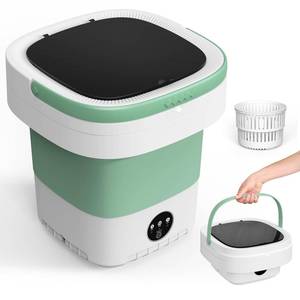lot 8637 image: Portable Washing Machine, 12L Upgraded Mini Washing Machine With Spin Basket, Foldable Washer Cleaning for Underwear, Baby Clothes Socks and Small Items, Small Washer for Apartments, Dorm,RV (Green)