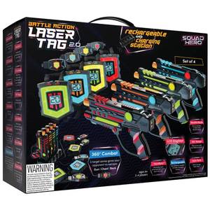 lot 8638 image: Squad Hero Rechargeable Laser Tag 360° Sensors  LCDs - Set of 4 - Easter Gift Ideas for Kids Teens and Adults Boys &amp Girls Family Fun - Cool Teenage Lazer Group Activity, Teen Gifts Ages 8 Year Old