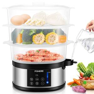 lot 8640 image: FOHERE Food Steamer for Cooking,13.7QT Vegetable Steamer with Stackable 3 Tiers BPA-Free Baskets,800W Electric Steamer Pot 60-Minute Timer, 24H Delay Start Timer for Veggies Seafood Rice
