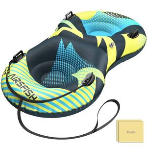 lot 8643 image: AirsFish 49-Inch 2-Person Snow Tube Inflatable (450 lbs Capacity) - Heavy Duty 0.75mm Freeze-Resistant PVC with Reinforced Tow Leash & Deep Cushioned Seat - Winter Outdoor Sled