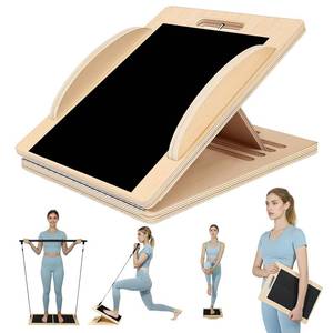 lot 8648 image: 2-in-1 Professional Wooden Balance Board & Slant Board,Free Pilates Accessories Beginner Home Workout Set with Adjustable Incline Board and Calf Stretcher,Stretch Board for Knees Ankle Heel Feet Leg.