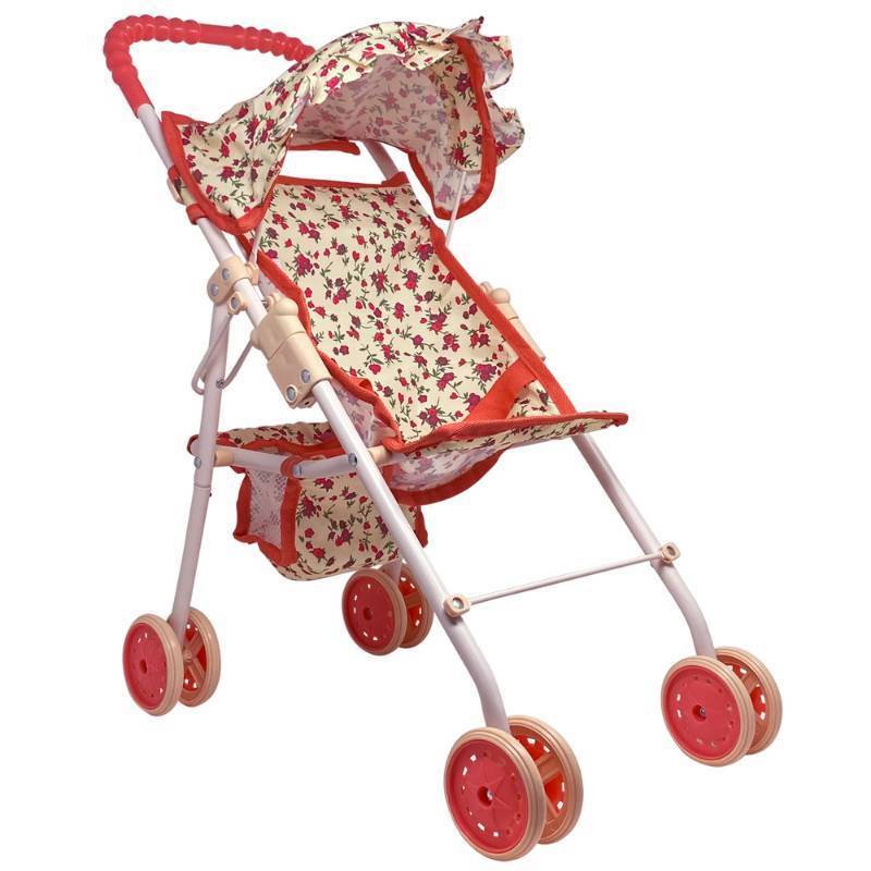 lot 2542 image: My First Baby Doll Stroller for Toddlers 3 Year Old Girls, Little Kids  Toy Stroller with Bottom Storage Basket, Foldable Frame, Canopy, Seatbelt