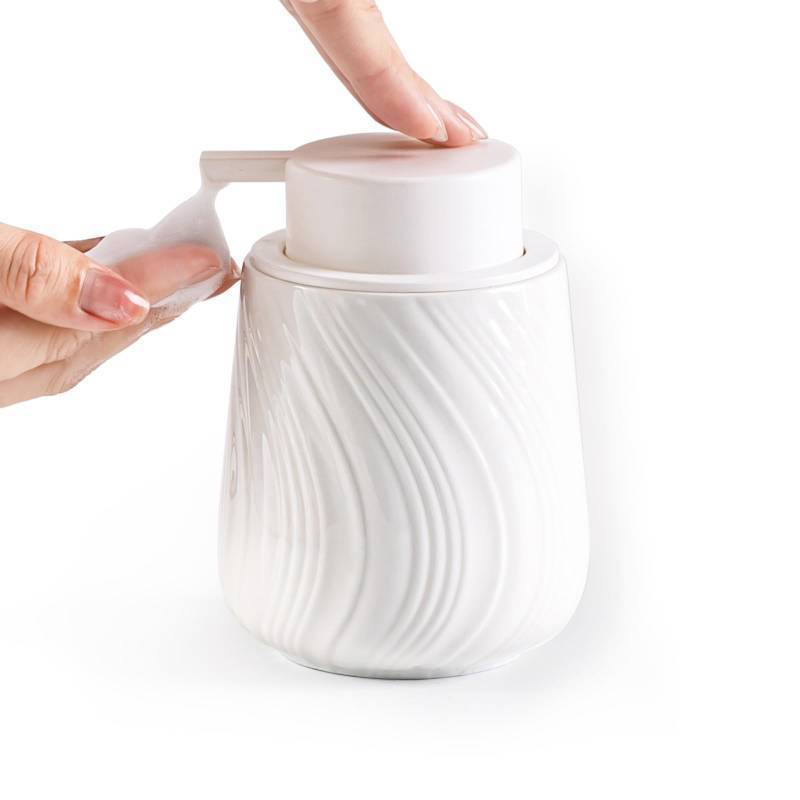lot 2596 image: Agyiuns Foam Hand Soap Dispenser - 13.5 oz Ceramic foaming Hand soap Dispenser with Easy-to-Press Pump for Bathroom refillable Liquid Hand soap Dispenser (Foam-White)