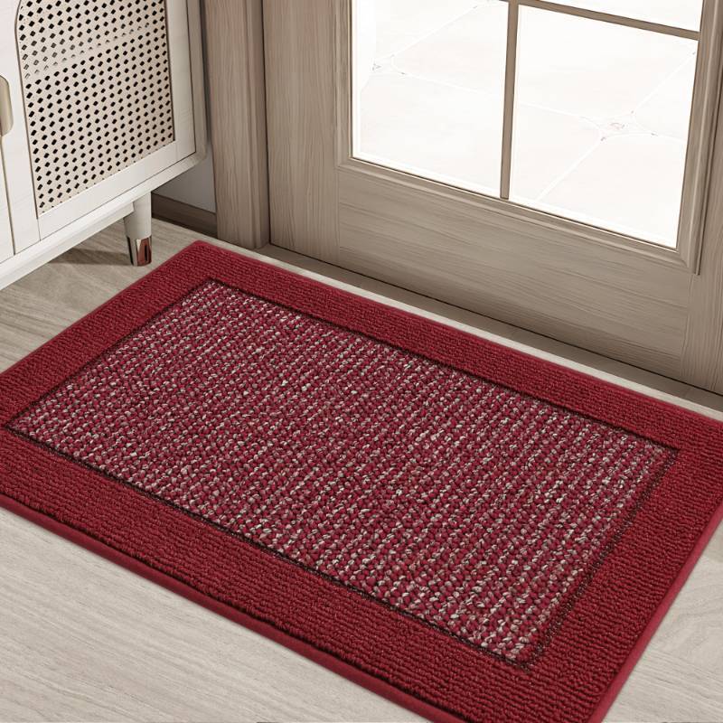 lot 3931 image: BEQHAUSE Indoor Door Mat 20 x 32, Dirt Trapper Door Mats Non-Slip Entryway Rugs Washable, Resist Dirt Absorbent Welcome Mat, Low Profile Floor Mats for Front Back Door and Entryway, Red