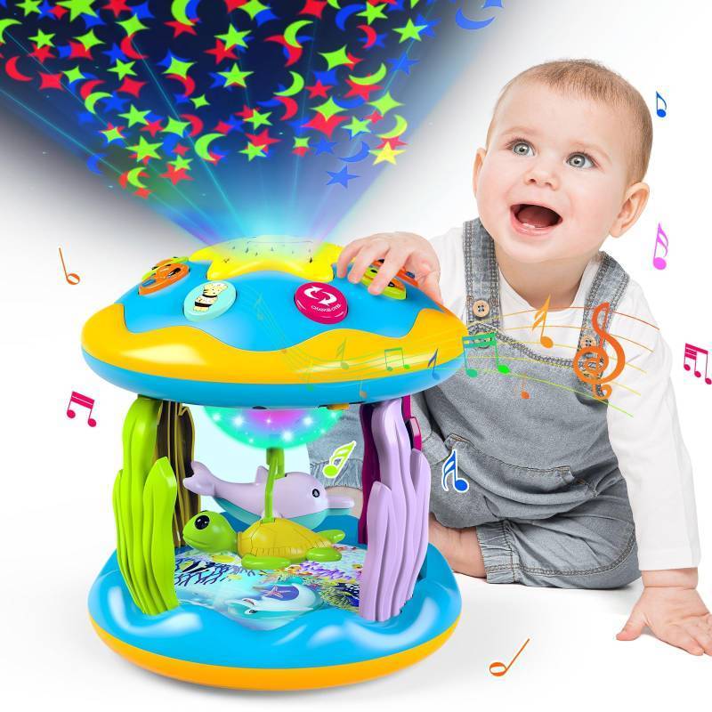 lot 4633 image: Baby Toys 6 to 12 Months, 4 in 1 Musical Rotating Projector, Tummy Time Light Up Infant Toys For 6-9 12-18 Months, Learning Toy Birthday Gifts for Baby Toddlers 1 2 3 Years old Boys & Girls
