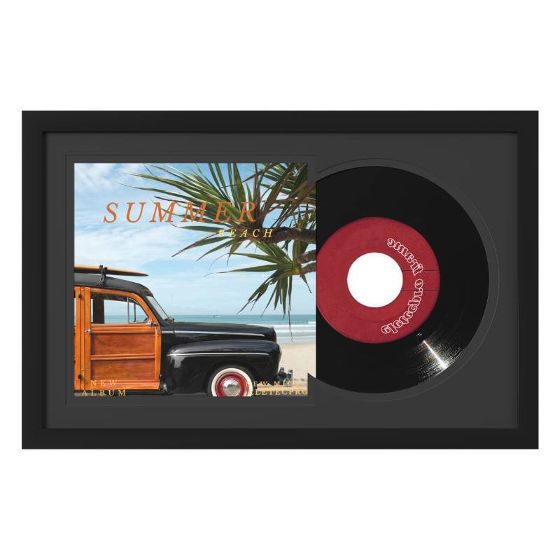 lot 8585 image: eletecpro 8.8x13.8 Record Frame with Double Mats for Single 7-inch Music Album Cover and Vinyl, 45 rpm (6 78) inch Vinyl Record Display for Wall, Classic and Stylish Record Holder for Wall Decor