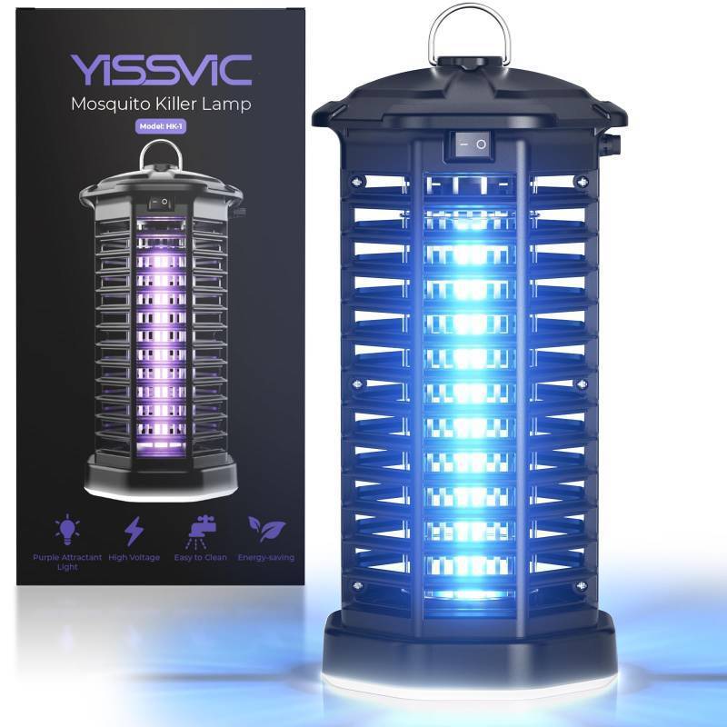 lot 4838 image: YISSVIC Bug Zapper Outdoor Indoor Waterproof Electric Mosquito Lamp Fly Zapper Killer Effective 4200V Plug in for Home Patio Office Courtyard (One-Light Control Bug Zapper)