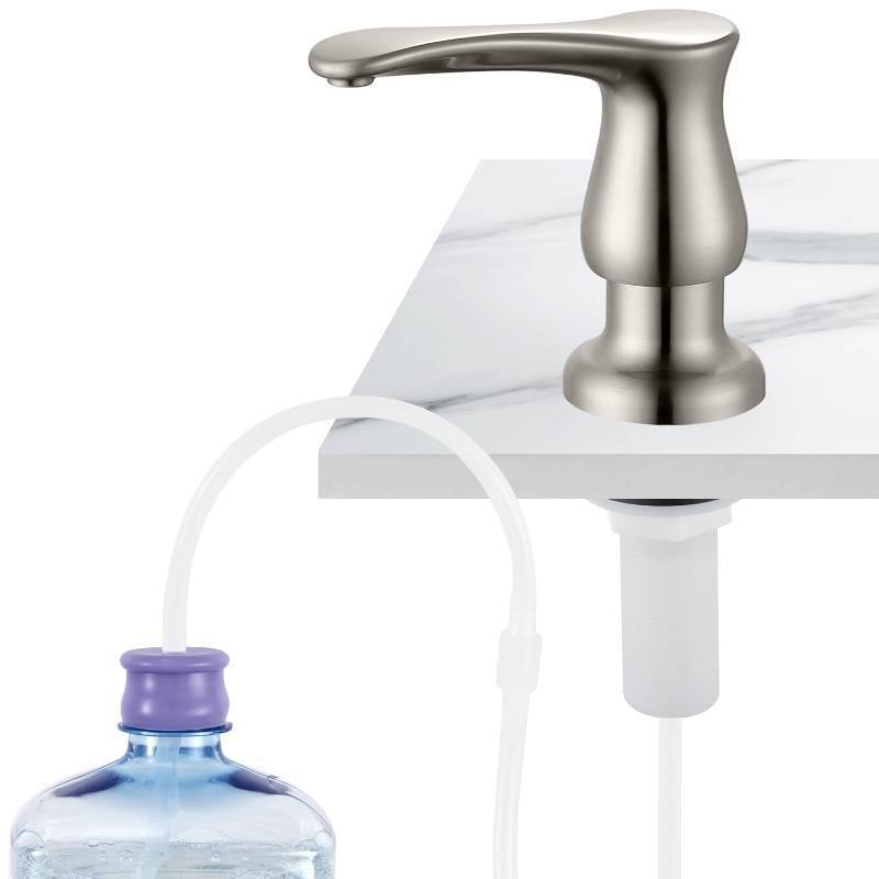 lot 5089 image: GAGALIFE Kitchen Sink Soap Dispenser Brushed Nickel, Under Sink Soap Dispenser with 40 Silicone Extension Tube Kit,Say Goodbye to Frequent Refills