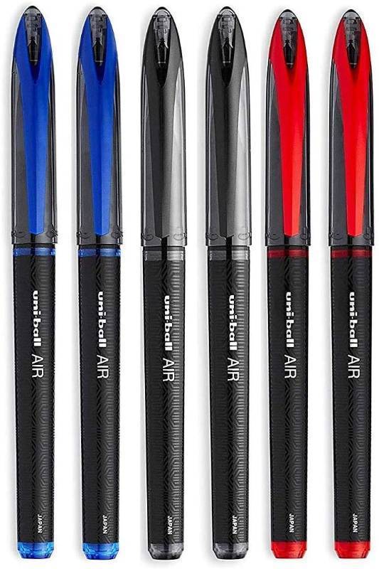 lot 5614 image: Uni-Ball AIR Micro - 0.5mm Fine Rollerball - Pack of 3 Pens - 1Black, 1 Blue and1 Red (BusinessCollors), Packing may vary