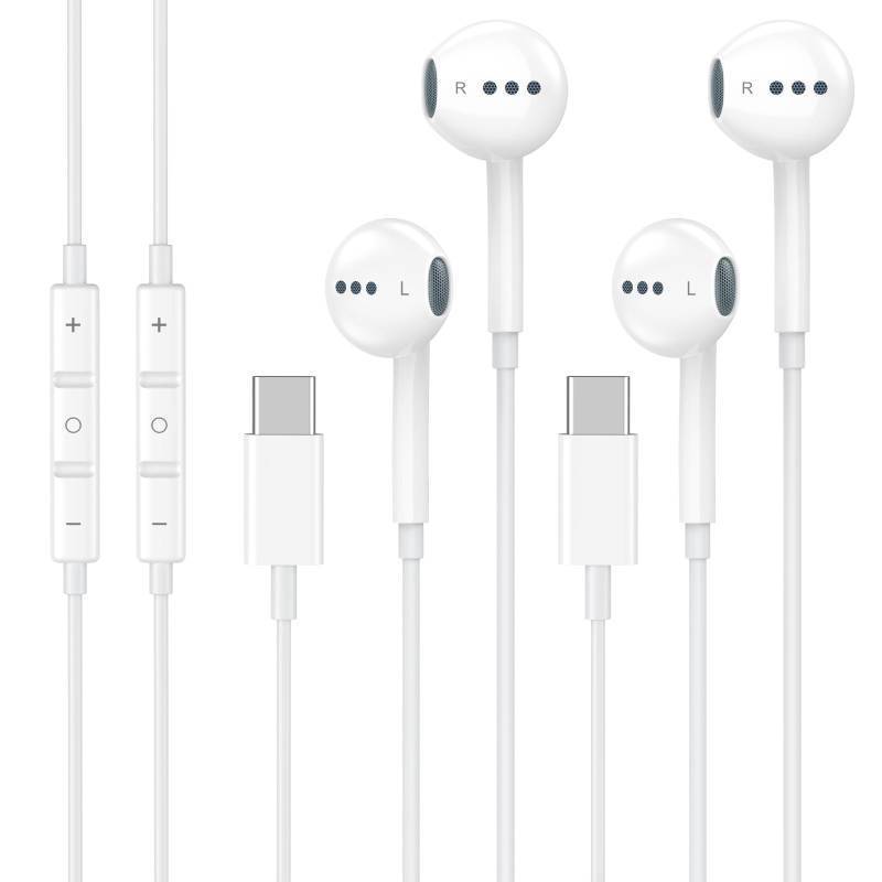 lot 5616 image: 2 Pack USB C Headphones for iPhone 17 16 15, Type C Earphones with Microphone & Remote Control Noise Cancelling Wired Earbuds USB C for iPhone 17 16 15 Pro Max, iPad Pro, Galaxy S25 S24 Ultra, Pixel 9