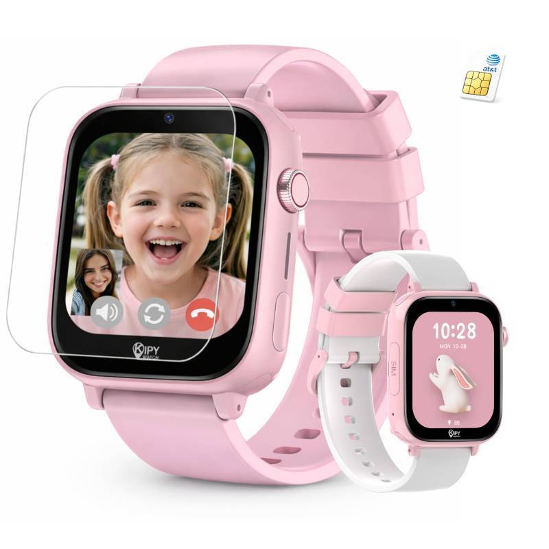 lot 5705 image: Kipywatch Smart Watch for Kids - Kids Watch with GPS Tracker, Safe Zones Alert Camera, Voice &amp Video Call, School Mode Parental App, Subscription Required - Extra White Strap - Gifts for Girl 3-12