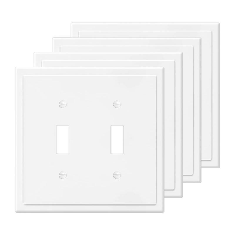 lot 5814 image: 2-Gang Modern Edge Decorative Wall Plate Cover Switch Outlet Double Toggle Electrical Faceplate for Light Switches, Smart Switch, GFCI, Dimmers, Receptacle, USB Outlet (4 Pack, Double Toggle)