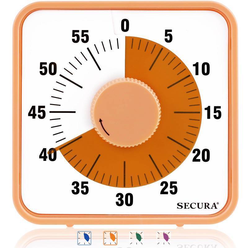 lot 6047 image: Secura 7.5 Inch Visual Timer, 60 Minute Oversize Countdown Visual Timer for Kids and Adults, Durable Mechanical Time Management Tool (Orange)