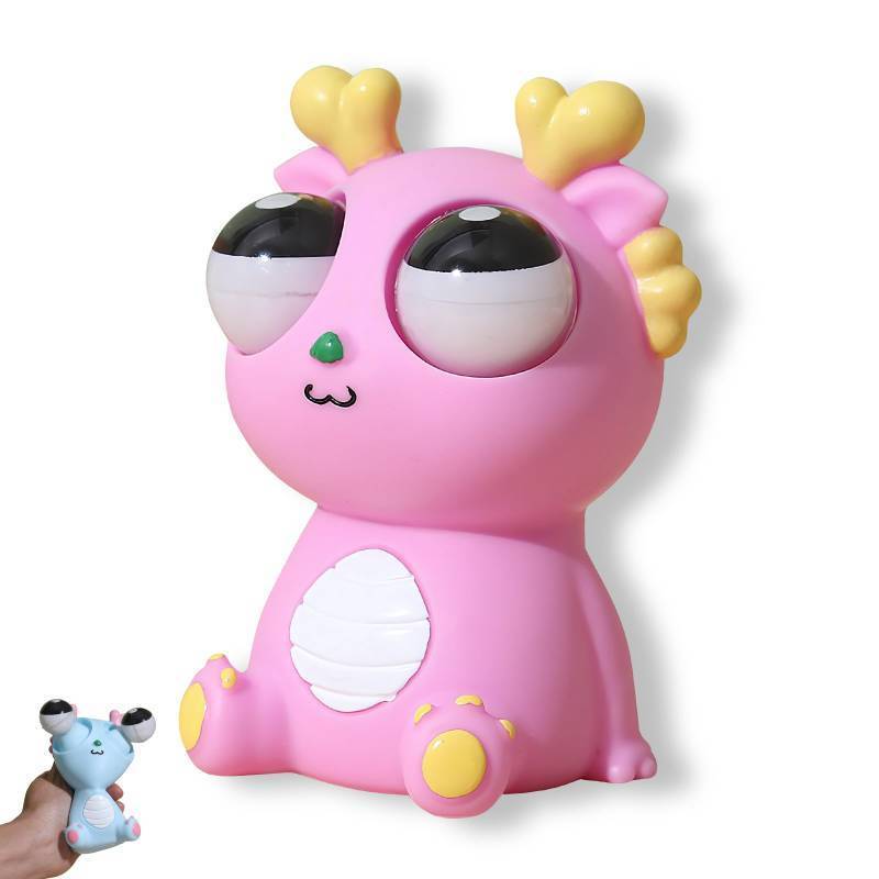 lot 6056 image: Pop-Out Eye Dragon Squeeze Toy - Stress Relief Sensory Squishy for Adults, Funny Anti-Stress Ball, Ideal Anxiety Toy for Party Favors and Gifts (Pink)