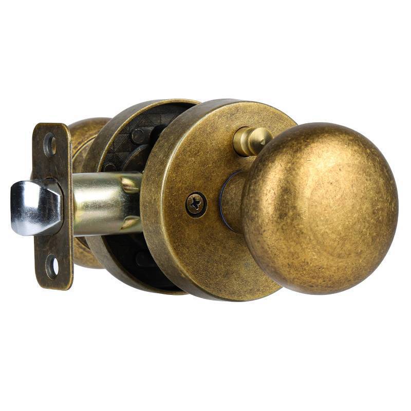 lot 6065 image: Newlaking Antique Brass Bronze Door Knob Privacy Door Knobs Interior with Push-Button Vintage Door Knob with Lock for Bedroom and Bathroom, 1 Pack