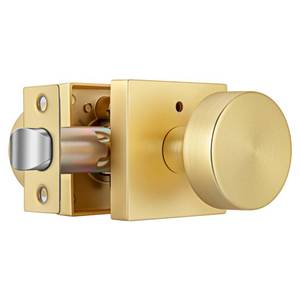 lot 8660 image: Crequal Gold Door Knob Interior, Privacy Brushed Gold Interior Door Knob, Square BathroomBedroom Door Knobs Heavy Duty, Zinc Alloy Indoor DoorKnob (1 Pack)