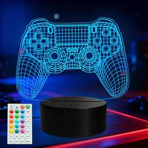 lot 8666 image: POSSHE Gamepad 3D Lamp, Game Console Night Light for Kids, with 16 Colors Changing, Timer, 4 Flash Modes and Dimmable, Gaming Room Decor as Xmas Holiday Birthday Gifts, Gamer Gift for Boys Girls