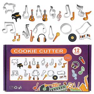 lot 8668 image: RoseFlower Cookie Cutters, 12 Pieces Note Shapes Pastry Biscuit Mold, Stainless Steel Cookie Cutter Mold, for Biscuits, Fondant, Cake Decorating