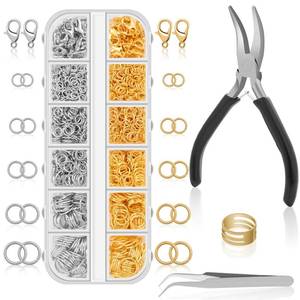 lot 8669 image: Anezus Jump Rings for Jewelry Making Supplies and Necklace Repair with Jump Ring Pliers and Open Jump Ring(1200Pcs Silver and Gold)