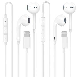 lot 8671 image: 2 Pack for iPhone Headphones Wired EarbudsEarphones with Built-in Remote to Control Music, Phone Calls, and Volume Compatible with iPhone 14 13 12 11 Pro Max XS XR X 8 7 6