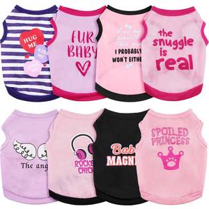 lot 8674 image: Reginary 8 Pieces Dog Shirts Girl Small Dog Clothes for Chihuahuas Yorkies Female Puppy Shirts Printed Pet Outfit Cute Breathable Soft Valentines Day Doggie Cat Lovers Gift(Vivid Pattern,X-Small)