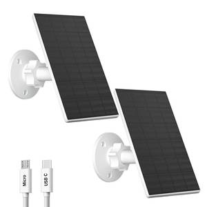 lot 8676 image: Zivif 2W Solar Panel for Security Cameras, Solar Charger with Micro USB &amp USB-C Port for Rechargeable Battery Security Camera, 360° Adjustable Mount (2 Pack)