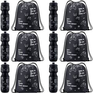 lot 8681 image: Talltalk 12 Pcs Video Game Party Favor 24 oz Water Bottles with Drawstring Bag Gaming Gift Cup Tumbler Gamer Party Birthday