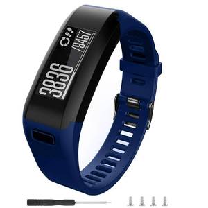 lot 8696 image: Meifox Compatible for Garmin Vivosmart HR Replacement Bands,Soft Silicone Replacement Band for Garmin Vivosmart HR Watch (Navy blue, Large)