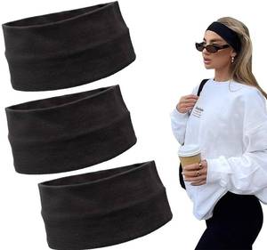 lot 8697 image: Headbands for Women 3 Pack Elastic Hair Bands for Women Hair,Non Slip Sports Headband Soft Cotton Stretchy Headbands Hair Accessories (Black, Large)