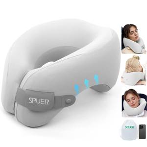 lot 8707 image: SPUER 2in1 Ergonomic Memory Foam Travel Neck Pillow, Travel Pillow for All Sleep Positions on Flights, Road Trips, and Long Distance Travel with Drawstring Bag (Adjustable Hook & Loop Tape)