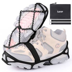 lot 8722 image: Sfee Ice Cleats Ice Grippers for Shoes and Boots, Crampons Traction Cleats for Walking on Snow and Ice Anti-Slip Flexible Footwear Snow Grips for Walking Climbing Hiking Jogging with 2 Straps