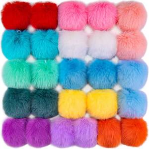 lot 8724 image: BQTQ Faux Rabbit Fur Pom Pom Balls with Elastic Loop DIY Fluffy Pom Pom for Hats Beanie Shoes Scarves Gloves Bags Accessories
