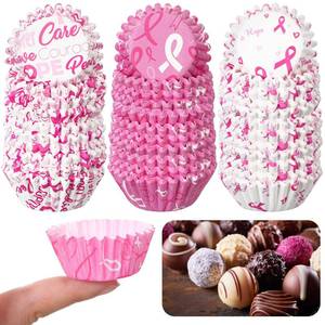 lot 8727 image: Gerrii 600 Pcs Breast Cancer Awareness Cupcake Liners Pink Ribbon Baking Cups Cupcake Wrappers Mini Muffin Liners for Breast Cancer Awareness Party Candy Cake Decorations Supplies, 6 Styles