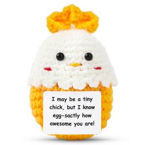 lot 8731 image: JULEASEL Mini Chicken Easter Basket Essentials Stuffers for Teens Kids Girls Gifts Positive Crochet Animals Emotional Chick in Eggshell Easter Gifts for Friend Sister Daughter