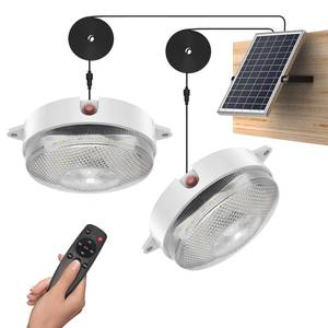 lot 8746 image: UPONUN Solar Ceiling Light Motion Sensor 2 Pack, Dimmable 6000K4000K3200K Solar Shed Light with On Off Switch & Remote, Daytime & Night Barn Lights Indoor & Outdoor for Porch Patio Stable Gazebo
