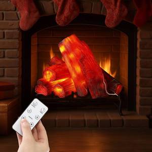 lot 8748 image: Tuanse 6 Pcs 8.7 in Flameless Fireplace Log Light with Remote Control, Christmas Fake Fire Wood for Fireplace Artificial LED Fire Log Flameless Wood Burning Flame for Festival Indoor Outdoor Decor