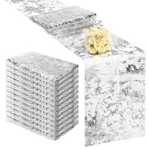 lot 8755 image: Aneco 12 Pieces Metallic Glitter Table Runner 84 x 11 Inches Silver Glitter Mesh Table Runners Sparkle Rectangle Runner Roll Decorations for Wedding Baby Shower Birthday, DIY Home Decor